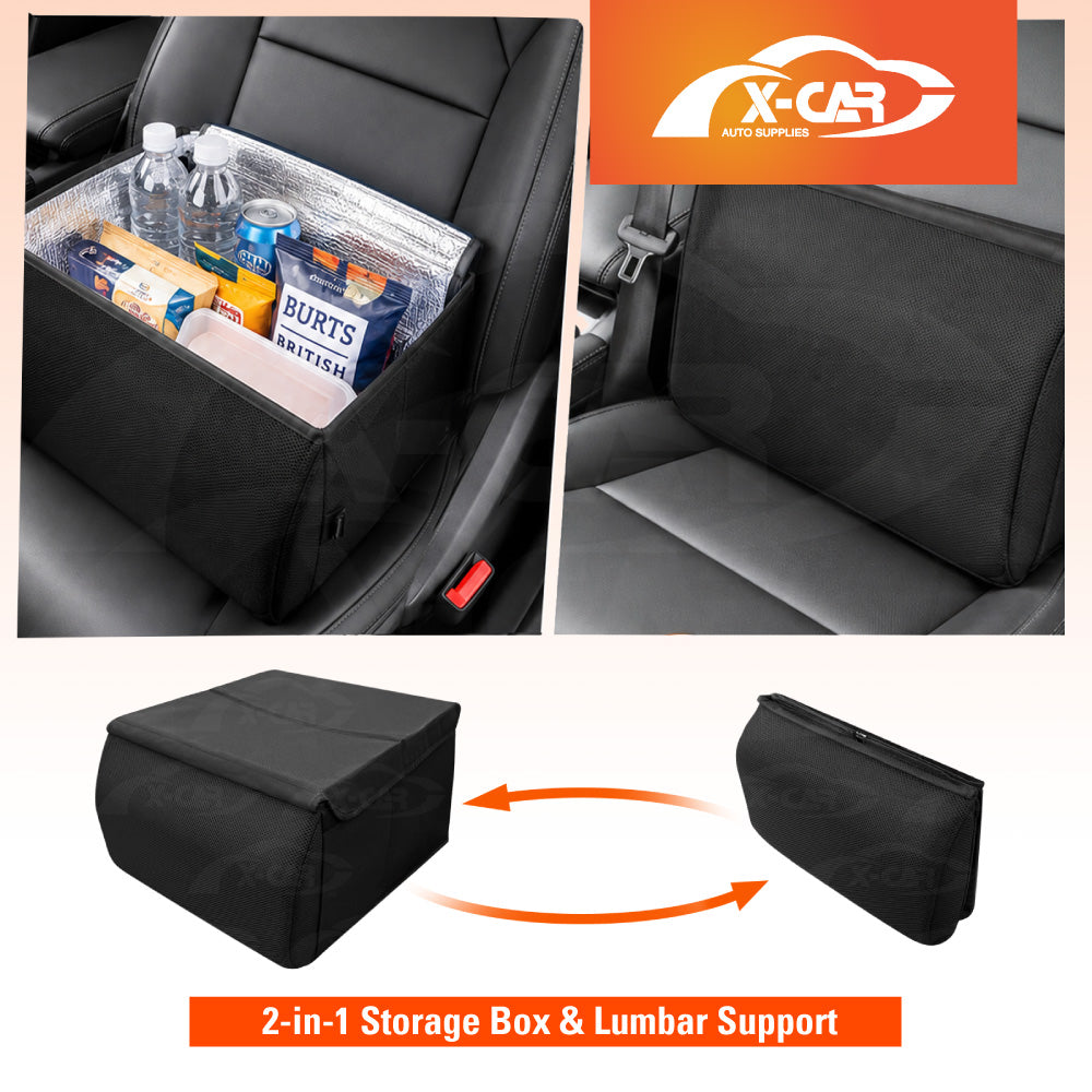 2-in-1 Car Seat Cushion & Insulated Cooler Set for Universal Vehicle Rear Armrest Organiser Storage Interior Car Accessories