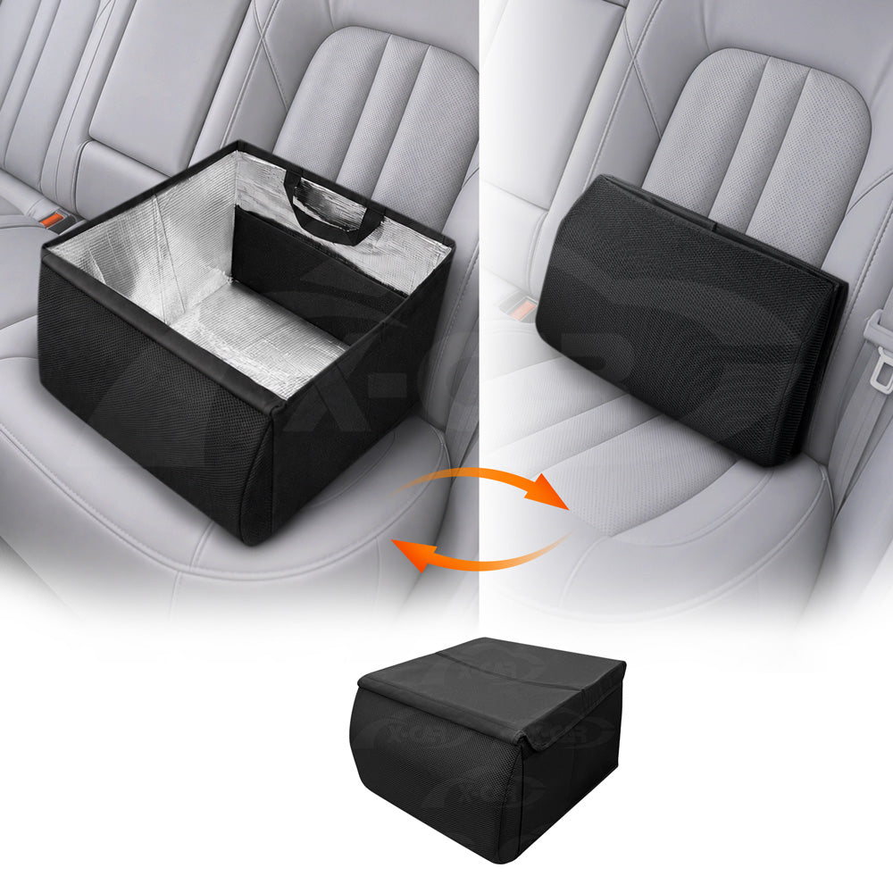 2-in-1 Car Seat Organizer & Cushion for Universal Vehicle 38LStorage Insulated Travel Bag Interior Accessories