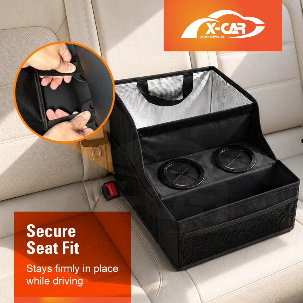 2-in-1 Car Seat Cushion & Insulated Cooler Set for Universal Vehicle Rear Armrest Organiser Storage Interior Car Accessories