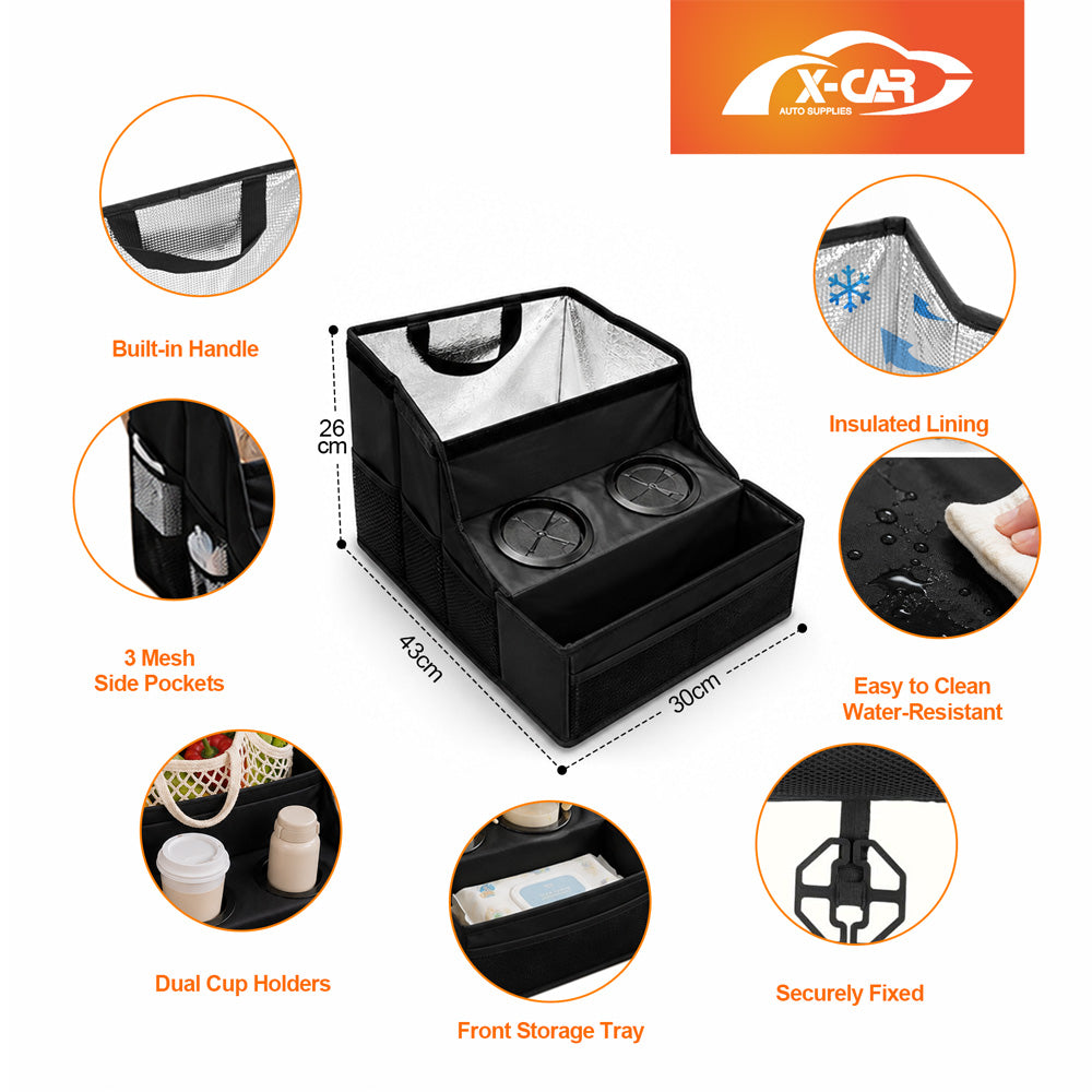 2-in-1 Car Seat Cushion & Insulated Cooler Set for Universal Vehicle Rear Armrest Organiser Storage Interior Car Accessories