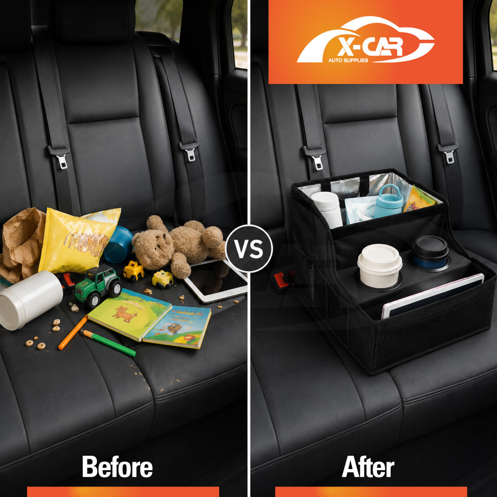2-in-1 Car Seat Cushion & Insulated Cooler Set for Universal Vehicle Rear Armrest Organiser Storage Interior Car Accessories