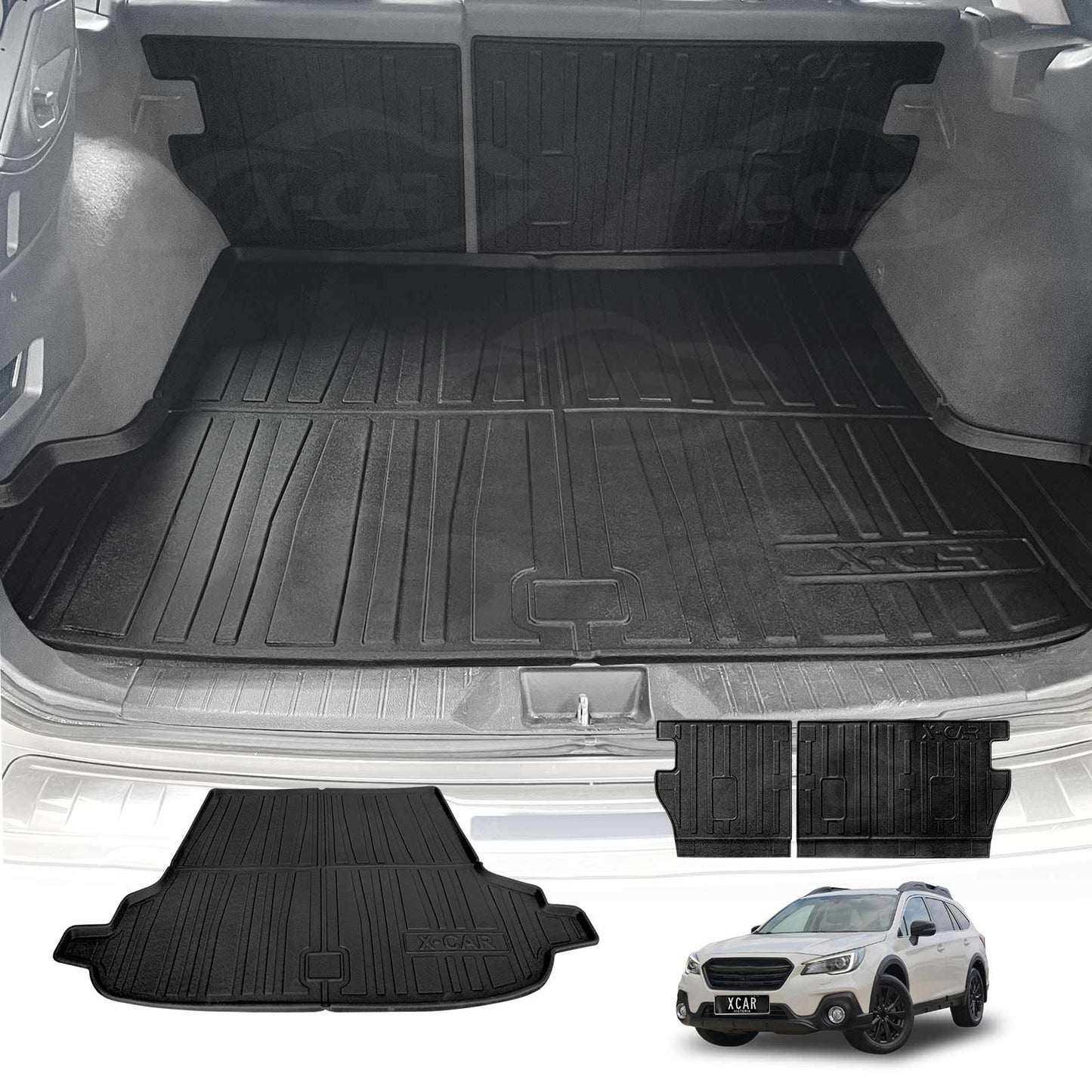 Boot Liner Set for Subaru Outback 2015-2020 All Weather Heavy Duty Car Trunk Back Seat Protector Cargo Kick Mats