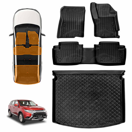 3D All-Weather Floor Mats Boot Liner for Mitsubishi Outlander 2012-2021 Heavy Duty Customized Car Floor Liners Full Set Carpet