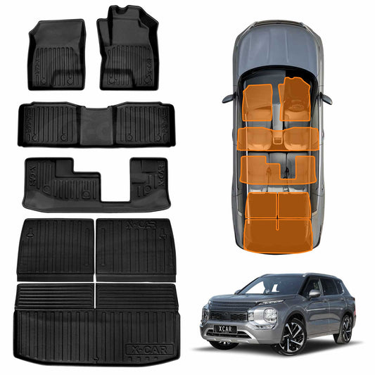 3 Pcs Boot Liners Floor Mats for Mitsubishi Outlander ZM 7 Seater Petrol 2021-2025 All Weather Heavy Duty Cargo Car Trunk Luggage Tray