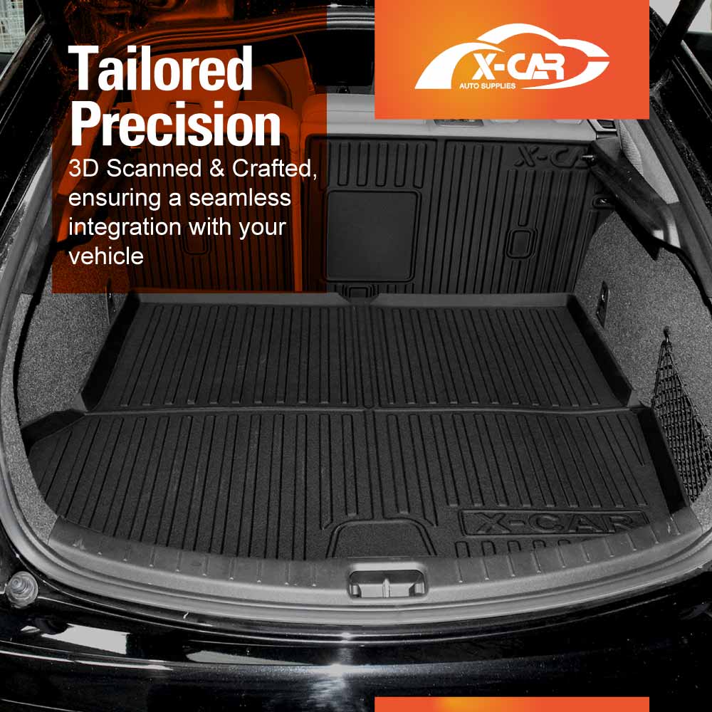 3D Floor Mats Boot Liner Set for Polestar 2 2021-Onwards All Weather Heavy Duty Cargo Kick Mats Back Seat Protector Cover