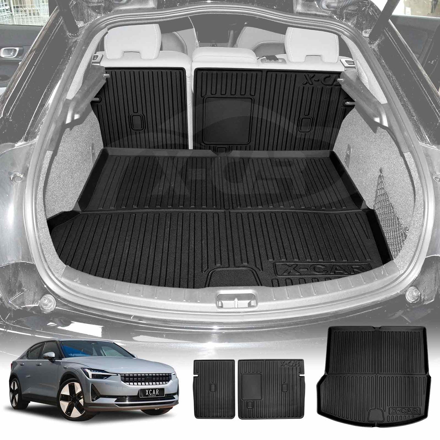 Boot Liner Back Seat Protector for Polestar 2 2021-Onwards All Weather Heavy Duty Cargo Car Trunk Kick Mats
