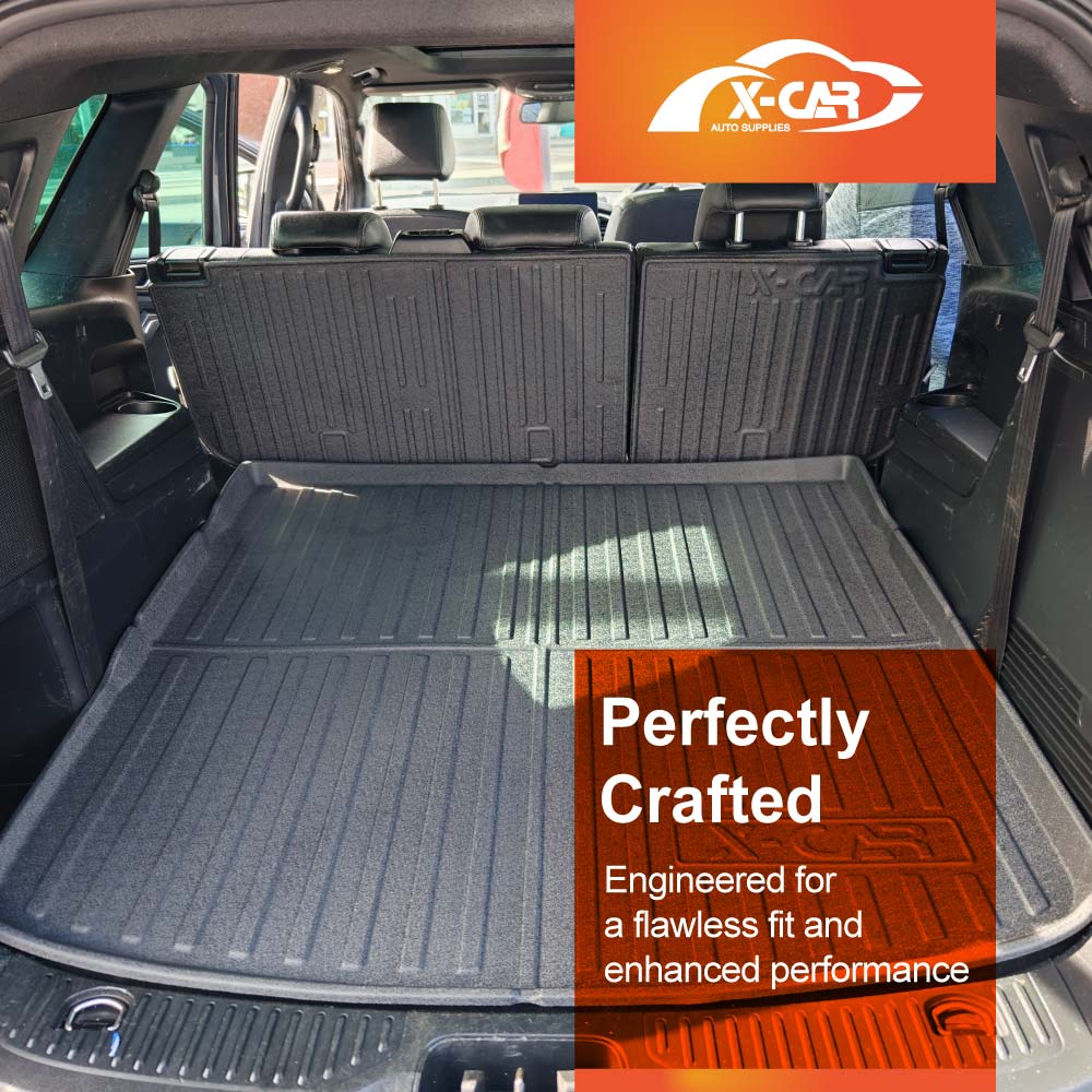 3D Floor Mats Boot Liner Set for Ford Everest 2015-2022 All Weather Heavy Duty Cargo Kick Mats Back Seat Protector Cover