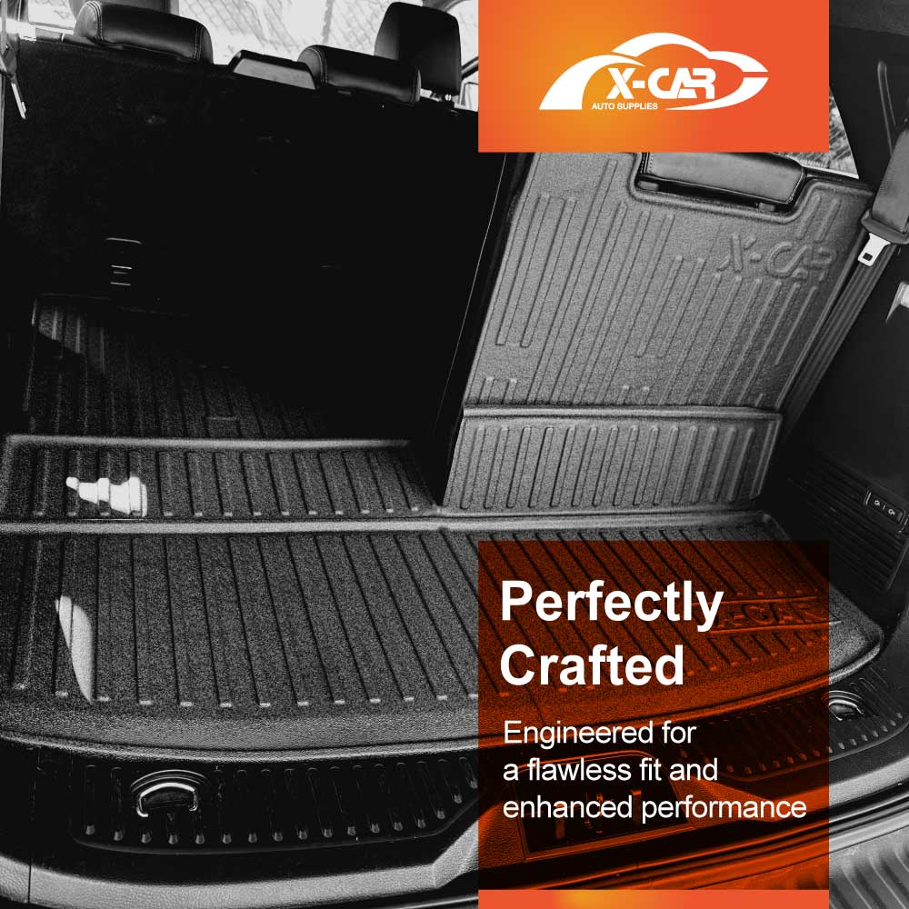 3D Floor Mats Boot Liner Set for Ford Everest 2022-Onwards All Weather Heavy Duty Cargo Kick Mats Back Seat Protector Cover
