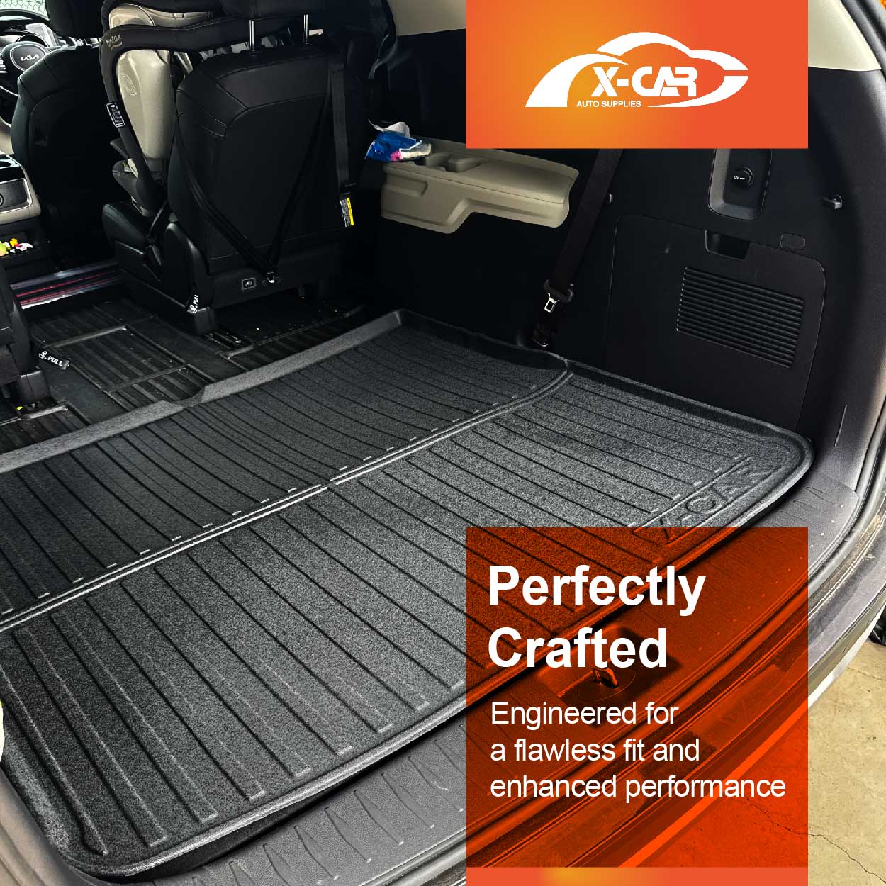 Boot Liner for Kia Carnival 2014-Onwards Heavy Duty Cargo Trunk Mat with Third Row Seats Folded