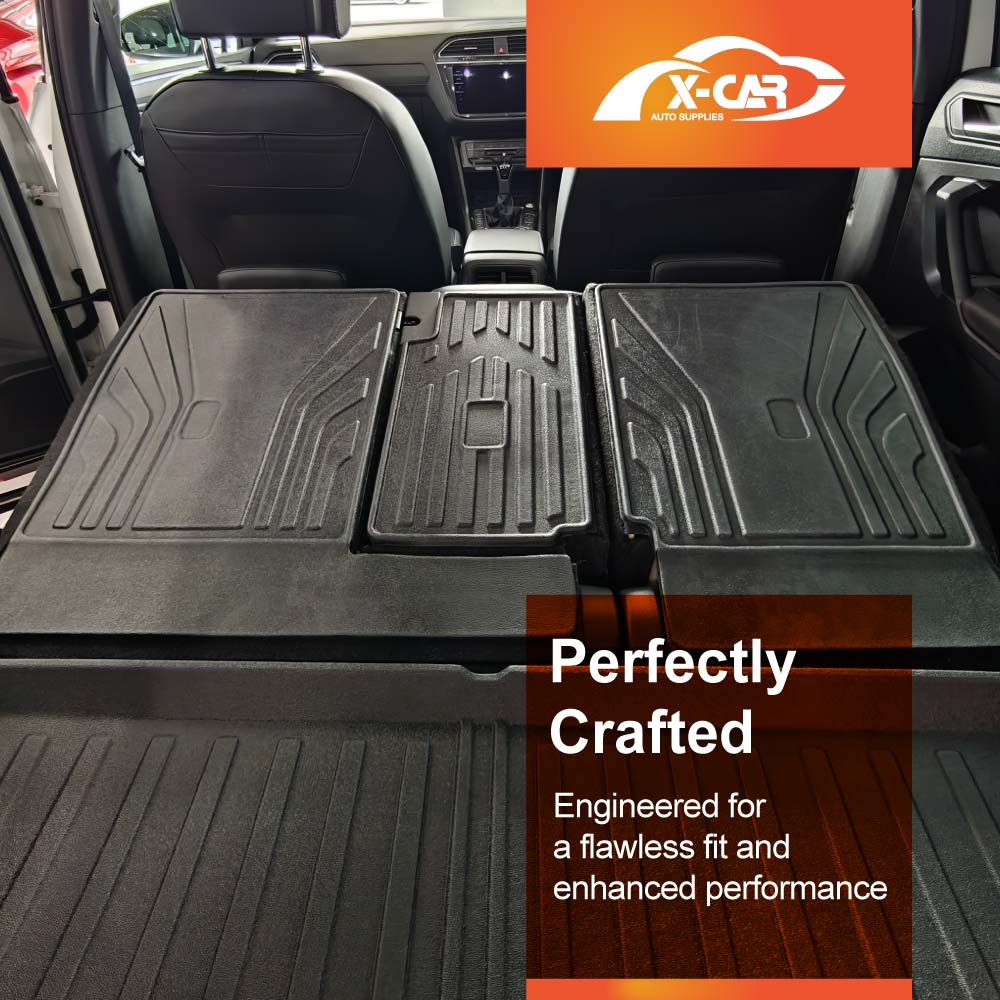 3D Floor Mats Boot Liner Set for Volkswagen VW Tiguan 2016-2024 All Weather Heavy Duty Cargo Kick Mats Back Seat Protector Cover