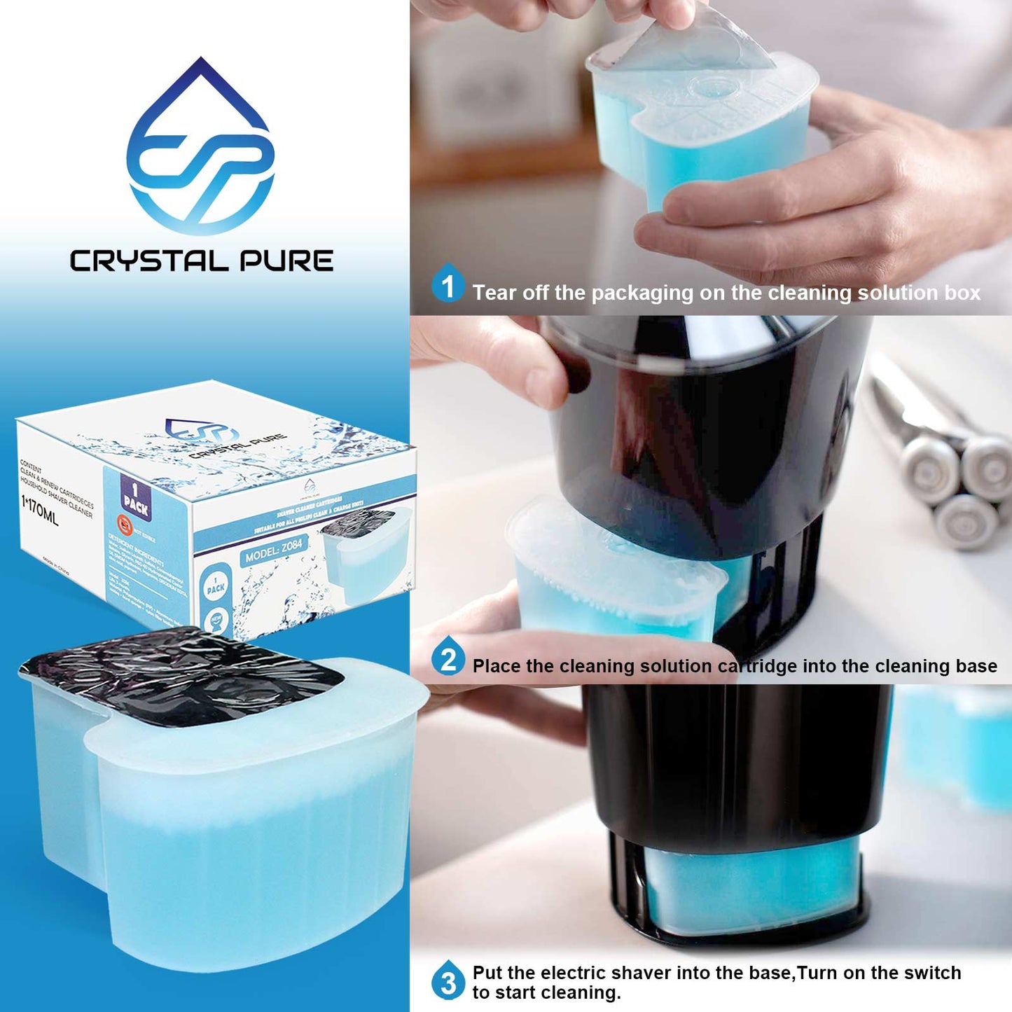 Cartridge Refills for Philips SmartClean Compatible with S9000, S89xx, S73xx–S79xx, S51xx–S56xx Shavers 4-Pack