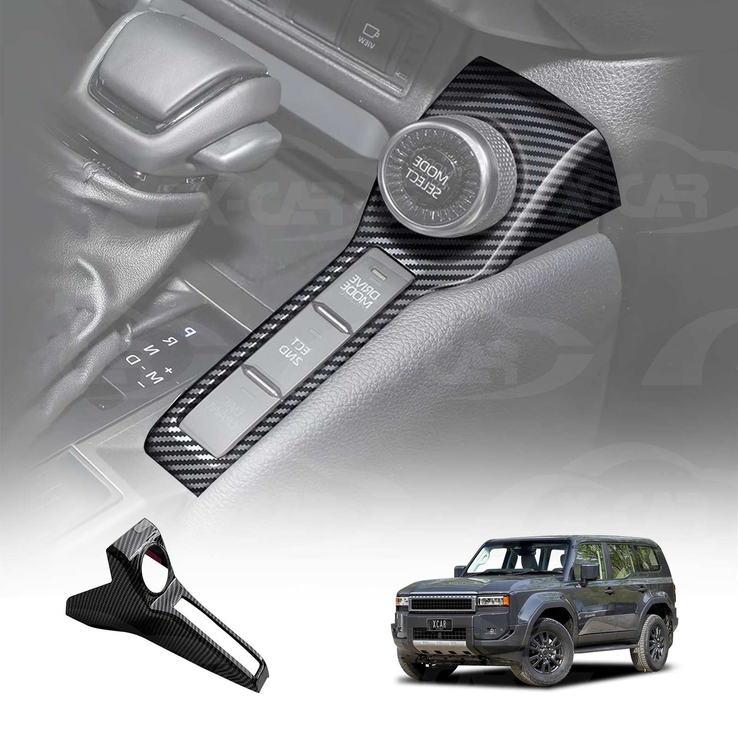 Gear Drive Mode Button Panel Trim for Toyota Prado 250 Series 2024-Onwards Carbon Fiber Style Decor Cover Protector