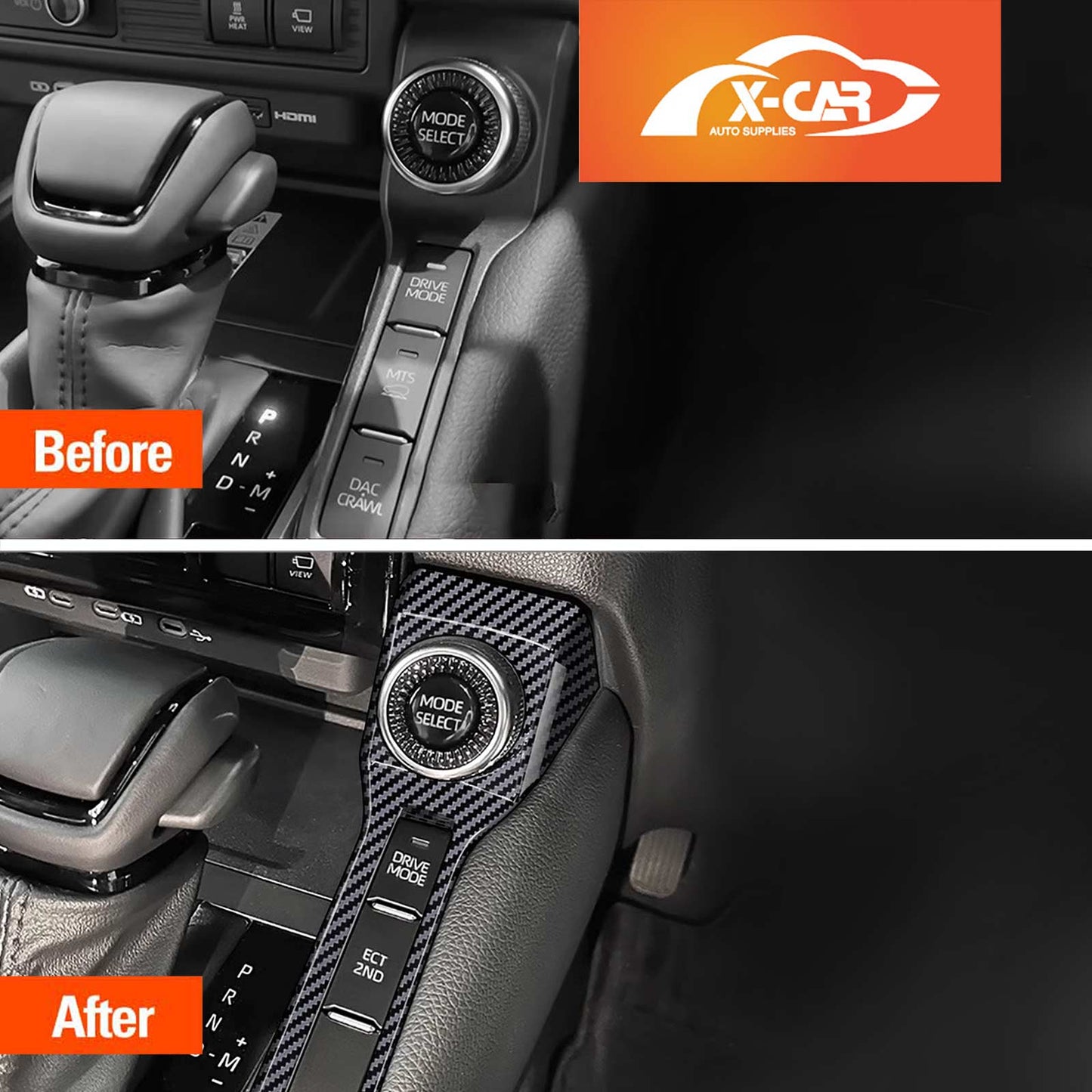 Gear Drive Mode Button Panel Trim for Toyota Prado 250 Series 2024-Onwards Carbon Fiber Style Decor Cover Protector