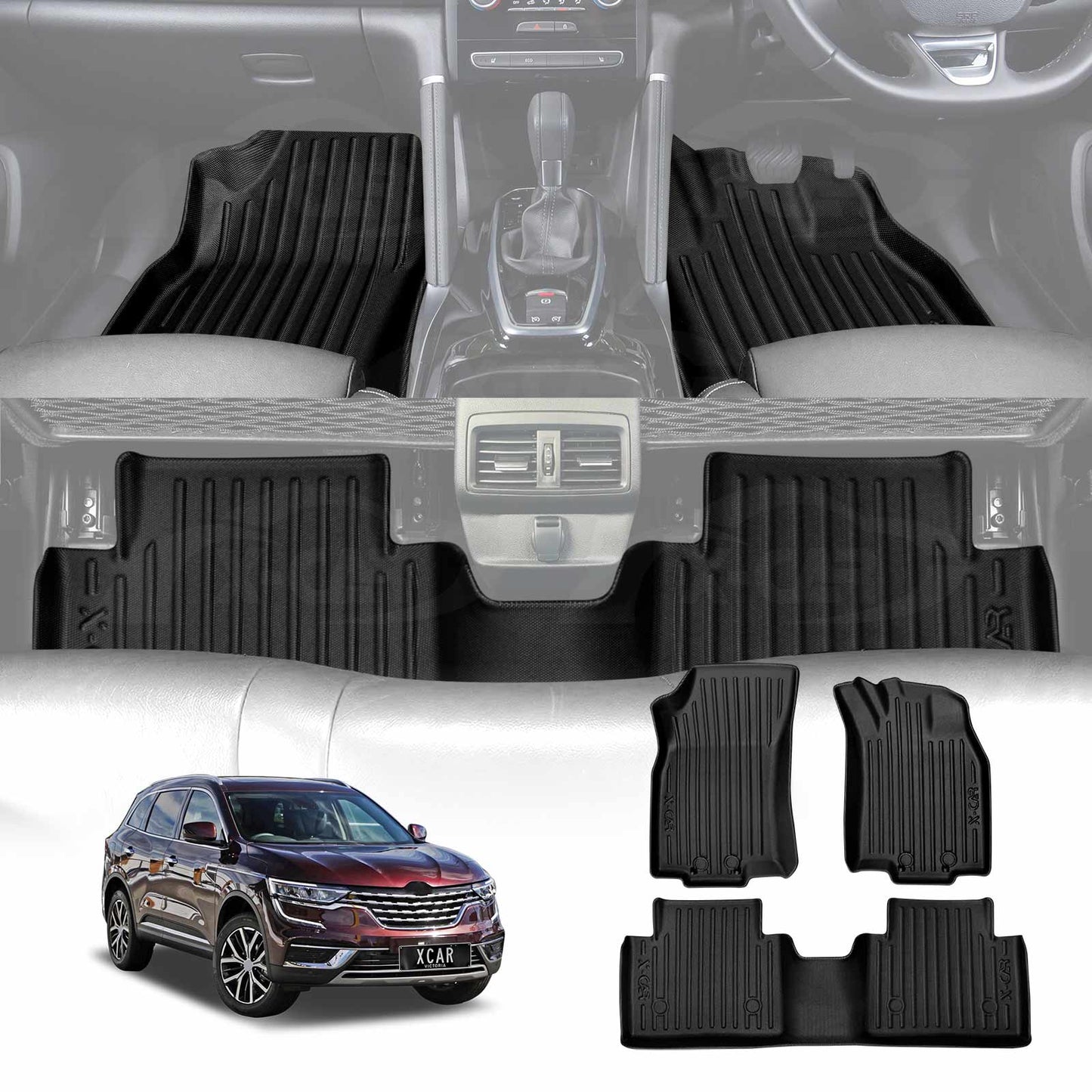 3D Floor Mats for Renault Koleos 2016-Onwards Heavy Duty All Weather Car Carpet Liner Set Accessories