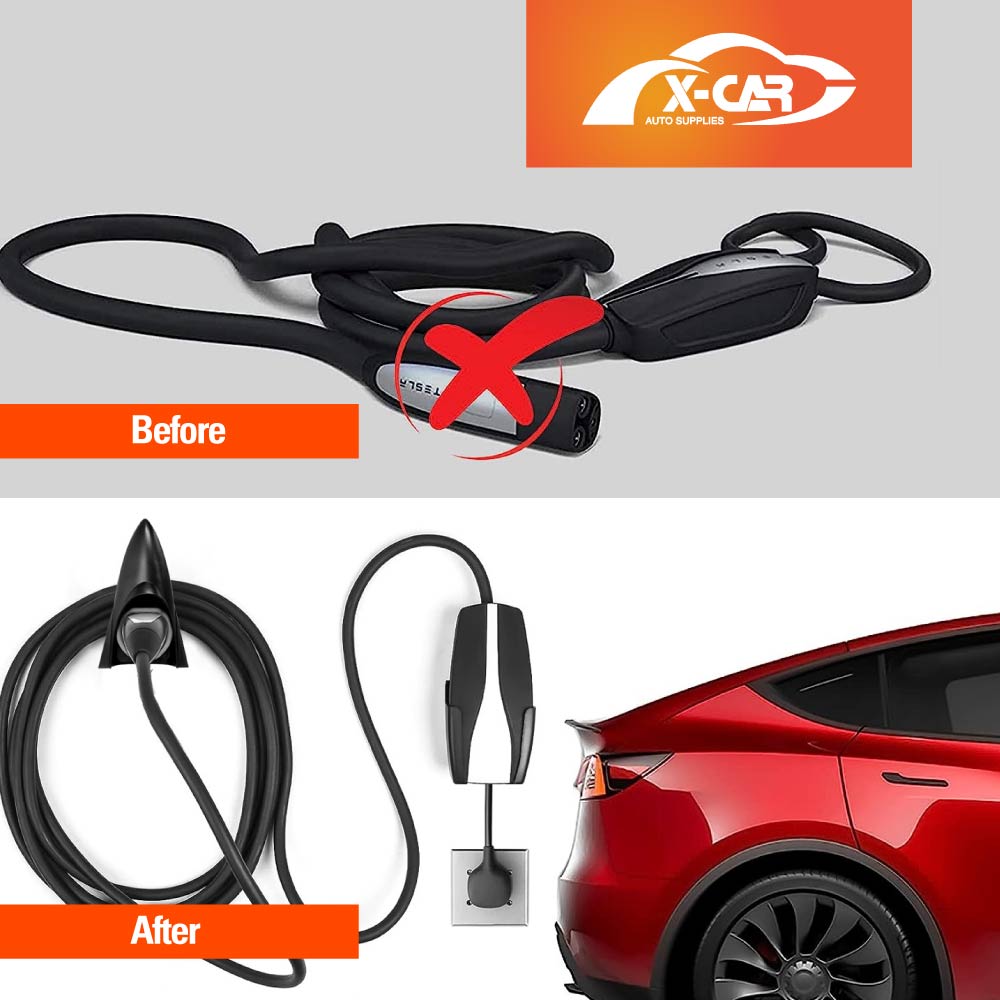 Rocket Style Charger Holder for Tesla Model Y L 6-Seat 2026-Onwards Charging Cable Organizer Wall Mount Adapter Connector with Chassis Bracket
