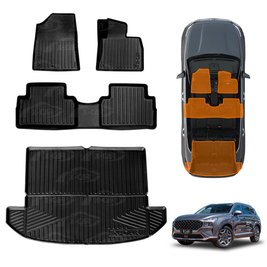 3D All-Weather Car Boot Liner Floor Mats for Hyundai SantaFe Santa Fe 2018-2023 Heavy Duty Trunk Cargo Mat Carpet Liners Accessories