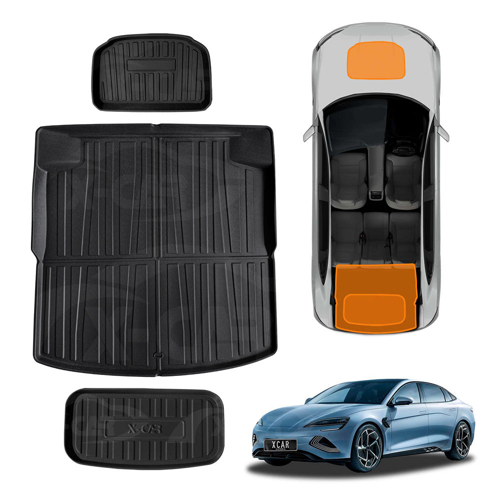Interior Boot Liners Set for BYD Seal 2023-Onwards All Weather Car Front Trunk Toolbox Rear Cargo Cover Luggage Tray