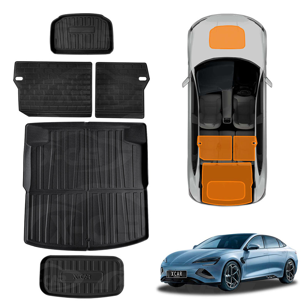 Interior Boot Liners Set for BYD Seal 2023-Onwards All Weather Toolbox Cargo Car Front Trunk Kick Mats Cover Luggage Tray