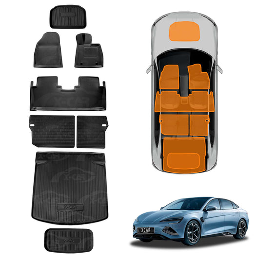3D All-Weather Interior Liners Set for BYD Seal 2023-2025 Back Seat Front Trunk Toolbox Boot Cargo Floor Mats