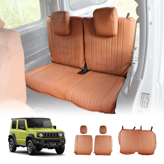 Rear Seat Covers for Suzuki Jimny 3-Door 2018-2025 Khaki Premium Vintage PU Leather Interior Accessories
