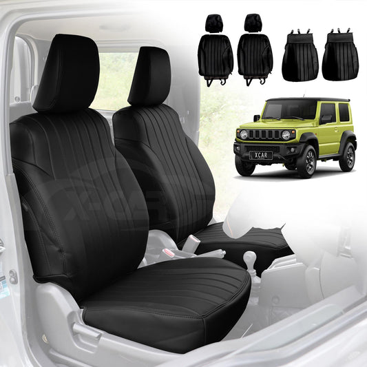 Front Seat Covers for Suzuki Jimny 3-Door 2018-2025 Black Premium Vintage PU Leather Interior Accessories