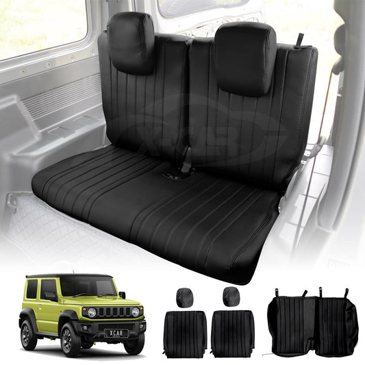 Rear Seat Covers for Suzuki Jimny 3-Door 2018-2025 Black Premium Vintage PU Leather Interior Accessories