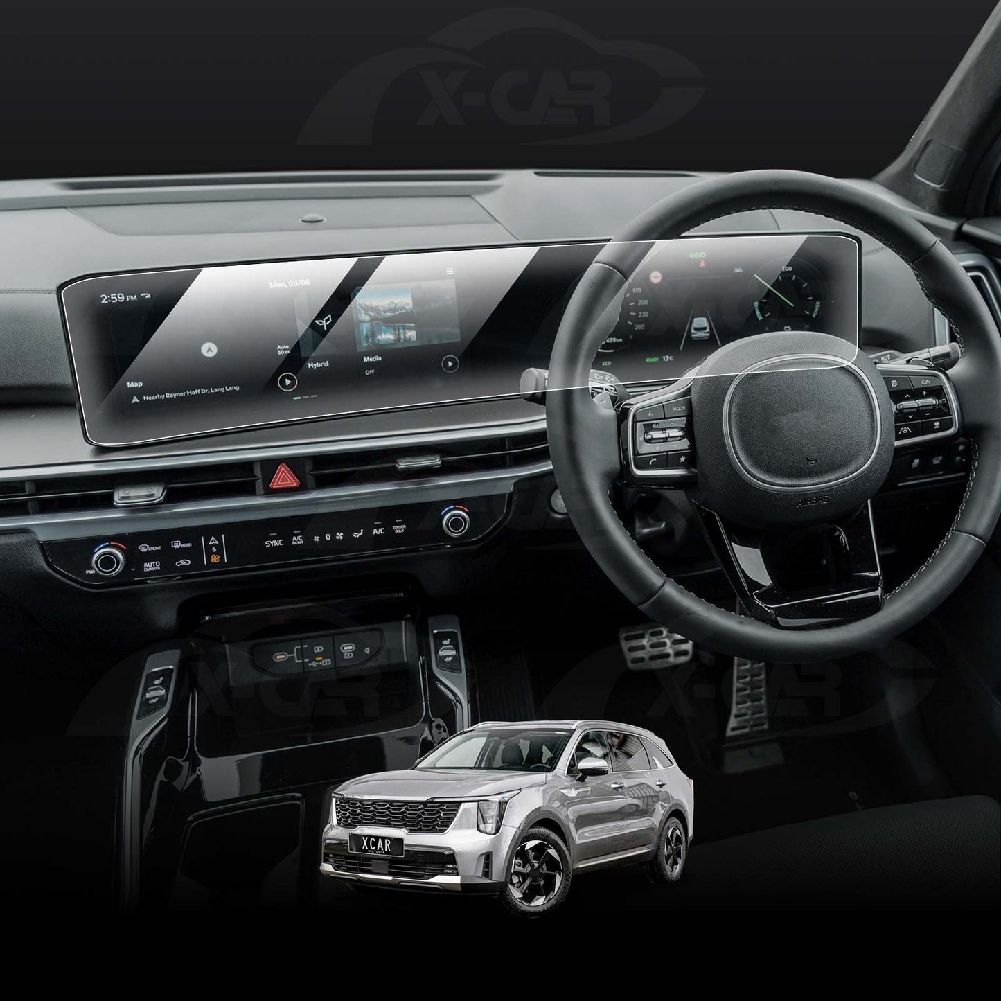 Screen Protector for Kia Sorento MQ4 Series 2023-Onwards 12.3-inch Touchscreen Anti-Scratch Film Cover Dashboard Display Protection Accessories