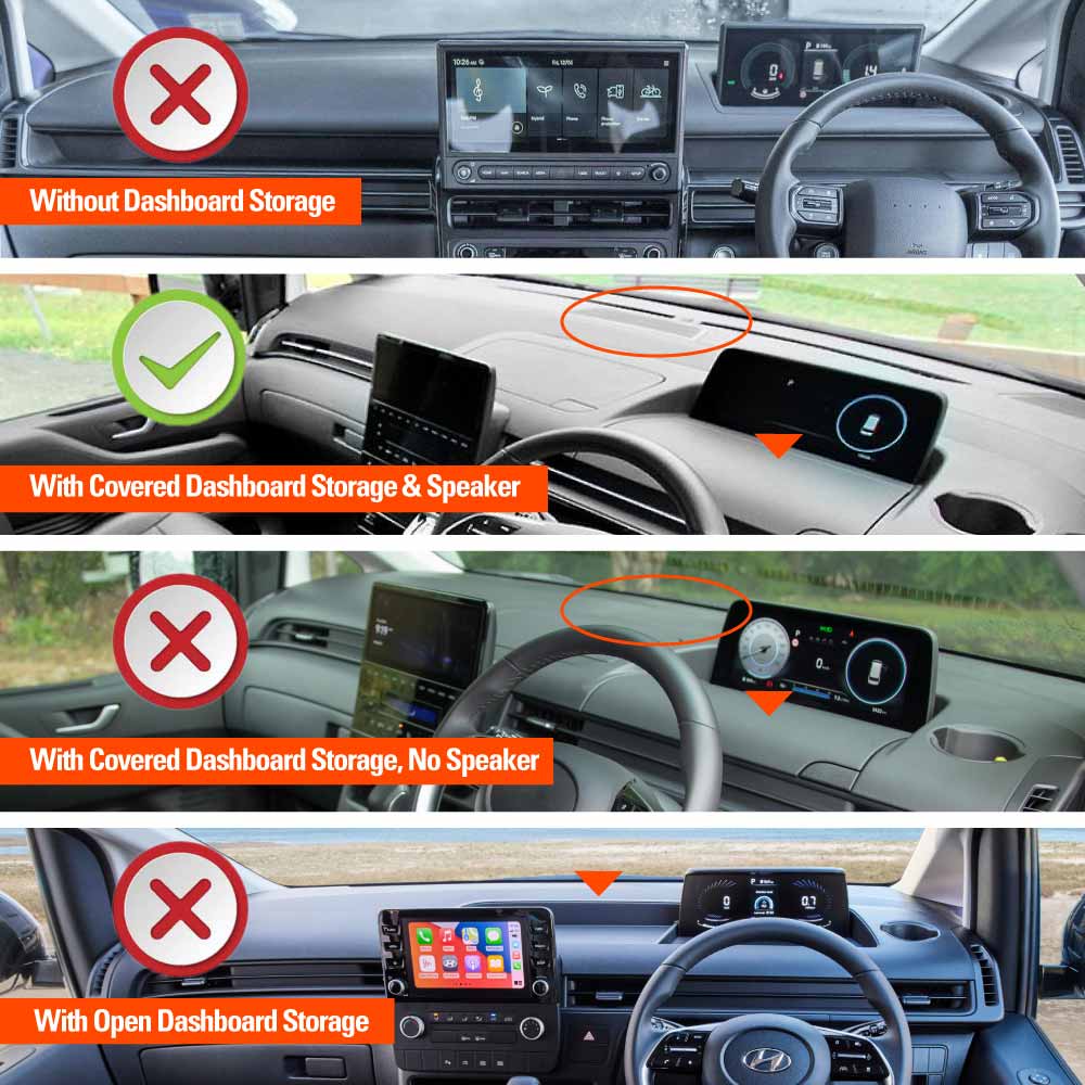 Dash Mat for Hyundai Staria 2021-Onwards Covered Storage with Speaker Non-Slip Microfiber Pad Cover Interior Accessories