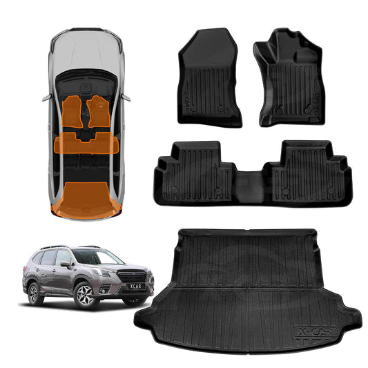 3D Floor Mats Boot Liner for Subaru Forester 5th Gen 2018-2025 Without Subwoofer All Weather Heavy Duty Cargo Car Trunk Luggage Tray