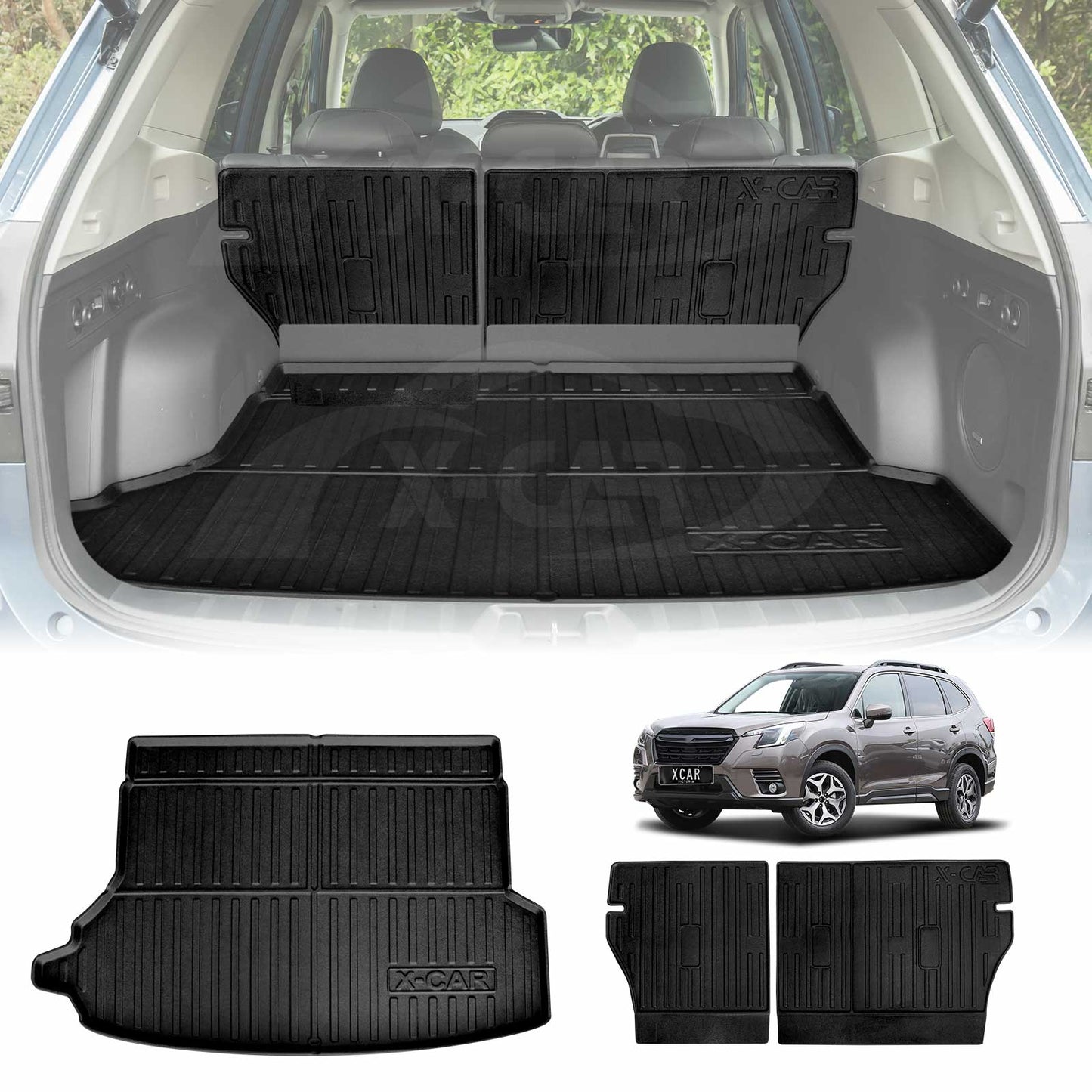 Boot Liner Back Seat Protector for Subaru Forester 5th Gen 2018-2025 With Subwoofer All Weather Heavy Duty Cargo Car Trunk Kick Mats