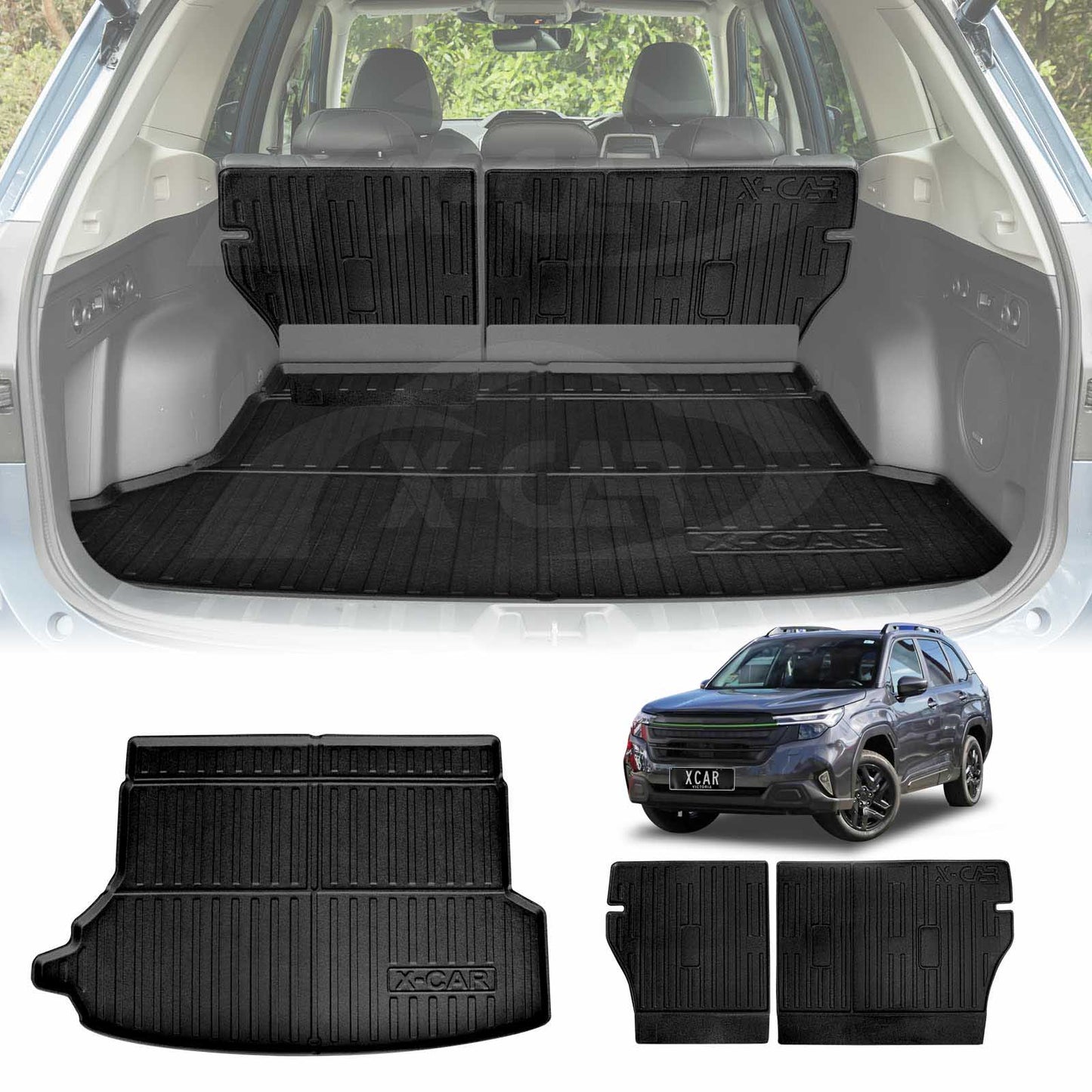 Boot Liner Back Seat Protector for Subaru Forester 6th Gen 2025-Onwards With Subwoofer All Weather Heavy Duty Cargo Car Trunk Kick Mats