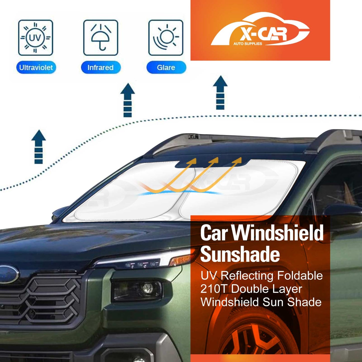 WindScreen Sun Shade for Subaru Outback 7th Gen 2025-Onwards Blocks UV Rays Foldable Custom Wind Screen Sun Visor Protector