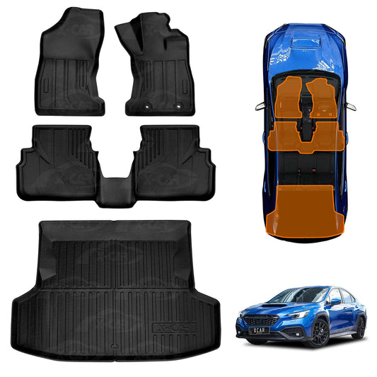 3D Floor Mats Boot Liner Set for Subaru WRX VB Series Auto 2022-Onwards All Weather Heavy Duty Cargo Car Trunk Luggage Tray