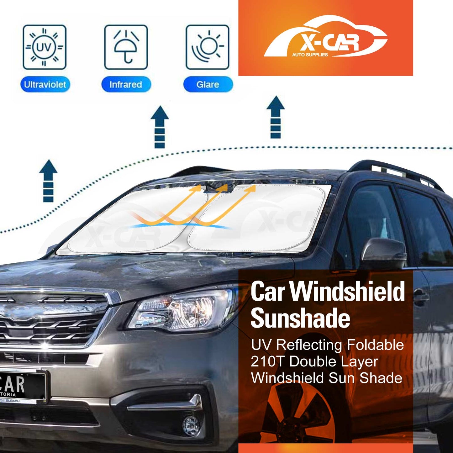 WindScreen Sun Shade for Subaru Forester 2012-2018 Blocks UV Rays Foldable Custom Wind Screen Sun Visor Protector