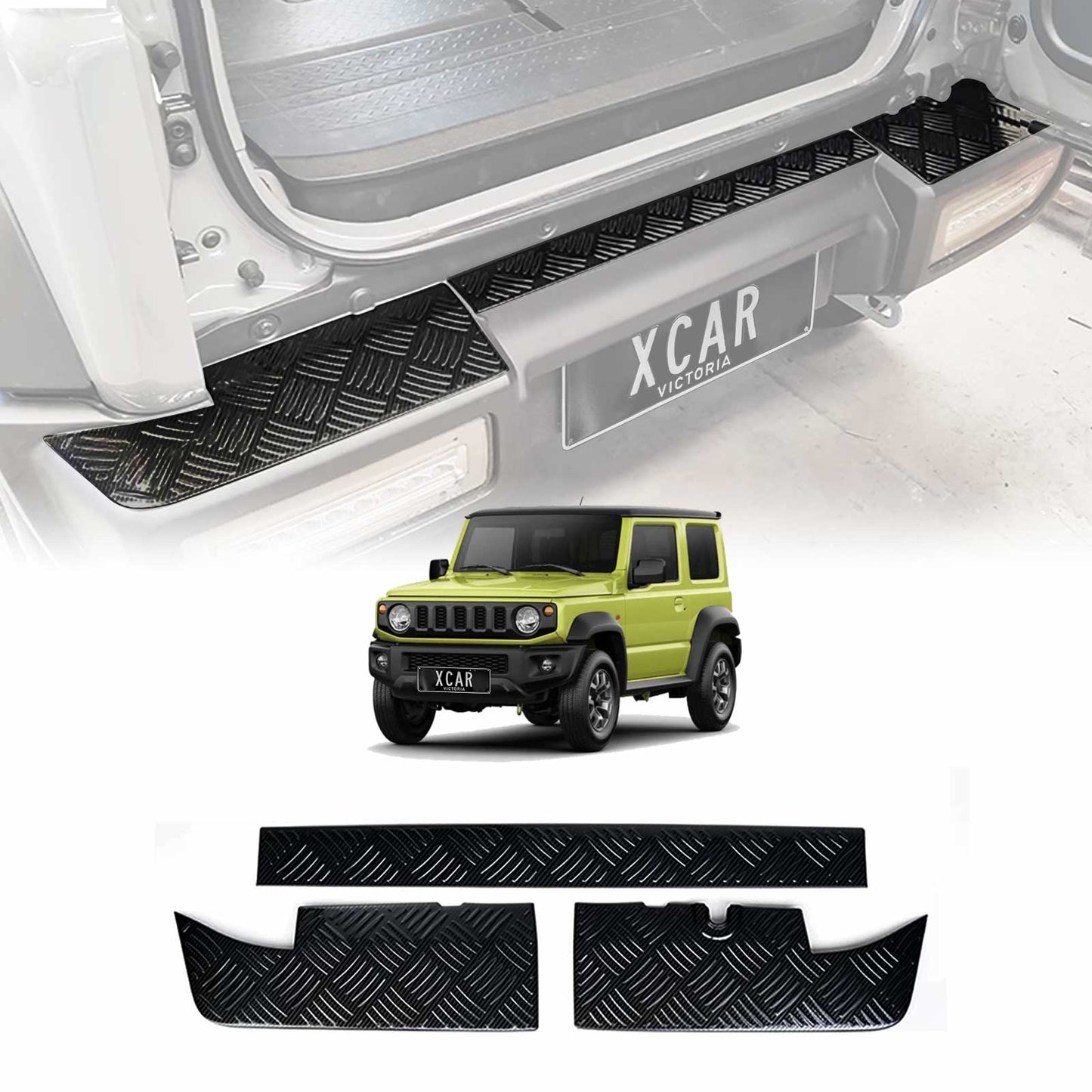 Rear Bumper Guard Trunk Protector Cover for Suzuki Jimny 3-Door 2018-Onwards Carbon Fiber Style Protection Accessories