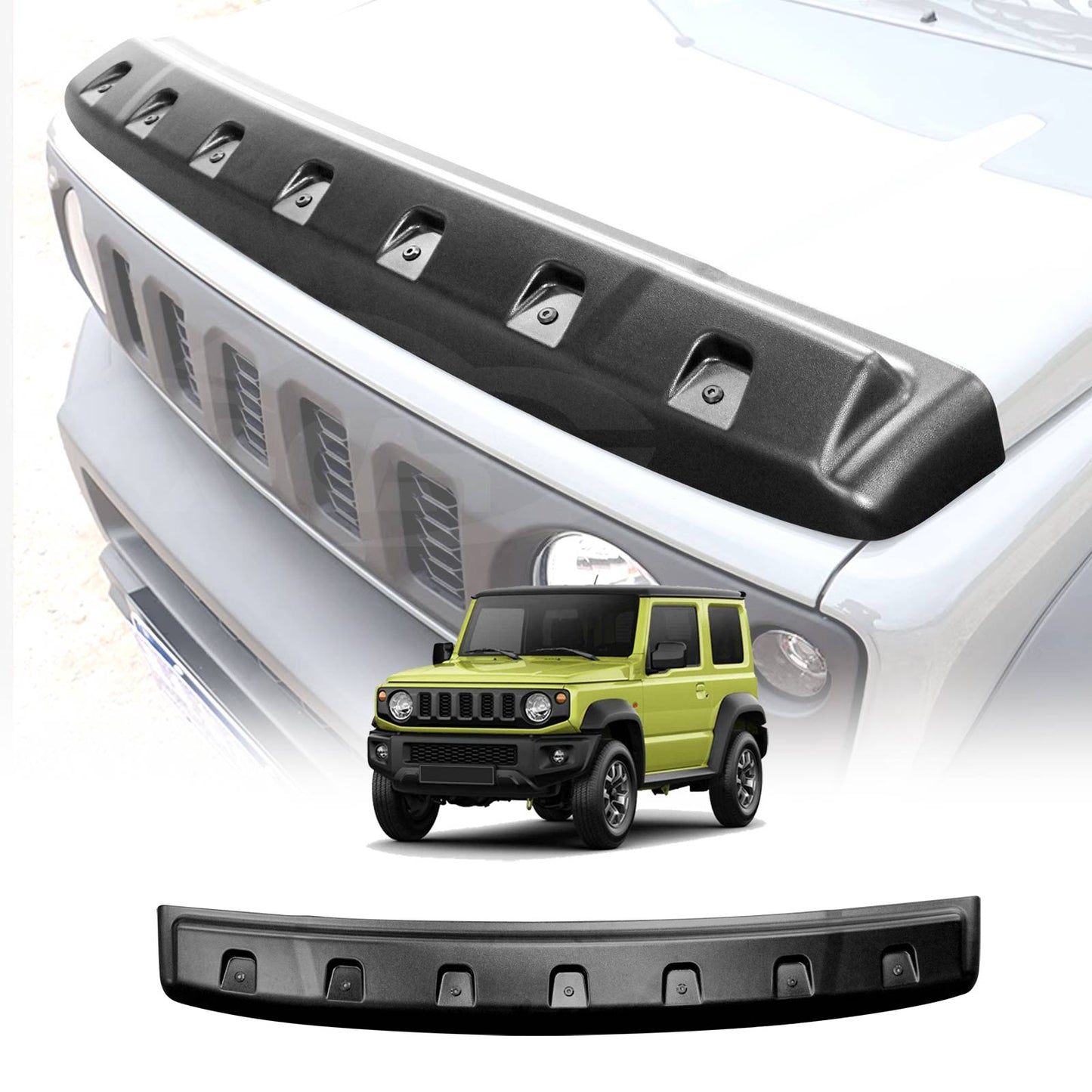Bonnet Protector for Suzuki Jimny 3-Door 2018-2025 Hood Guard Trim Cover Exterior Accessories Matt Black Rivet Style