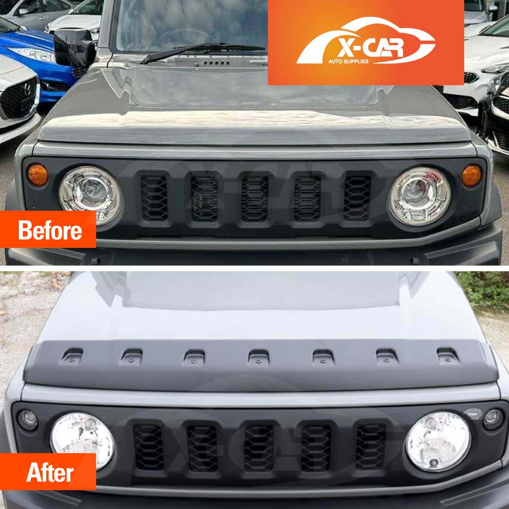 Bonnet Protector for Suzuki Jimny 3-Door 2018-2025 Hood Guard Trim Cover Exterior Accessories Matt Black Rivet Style