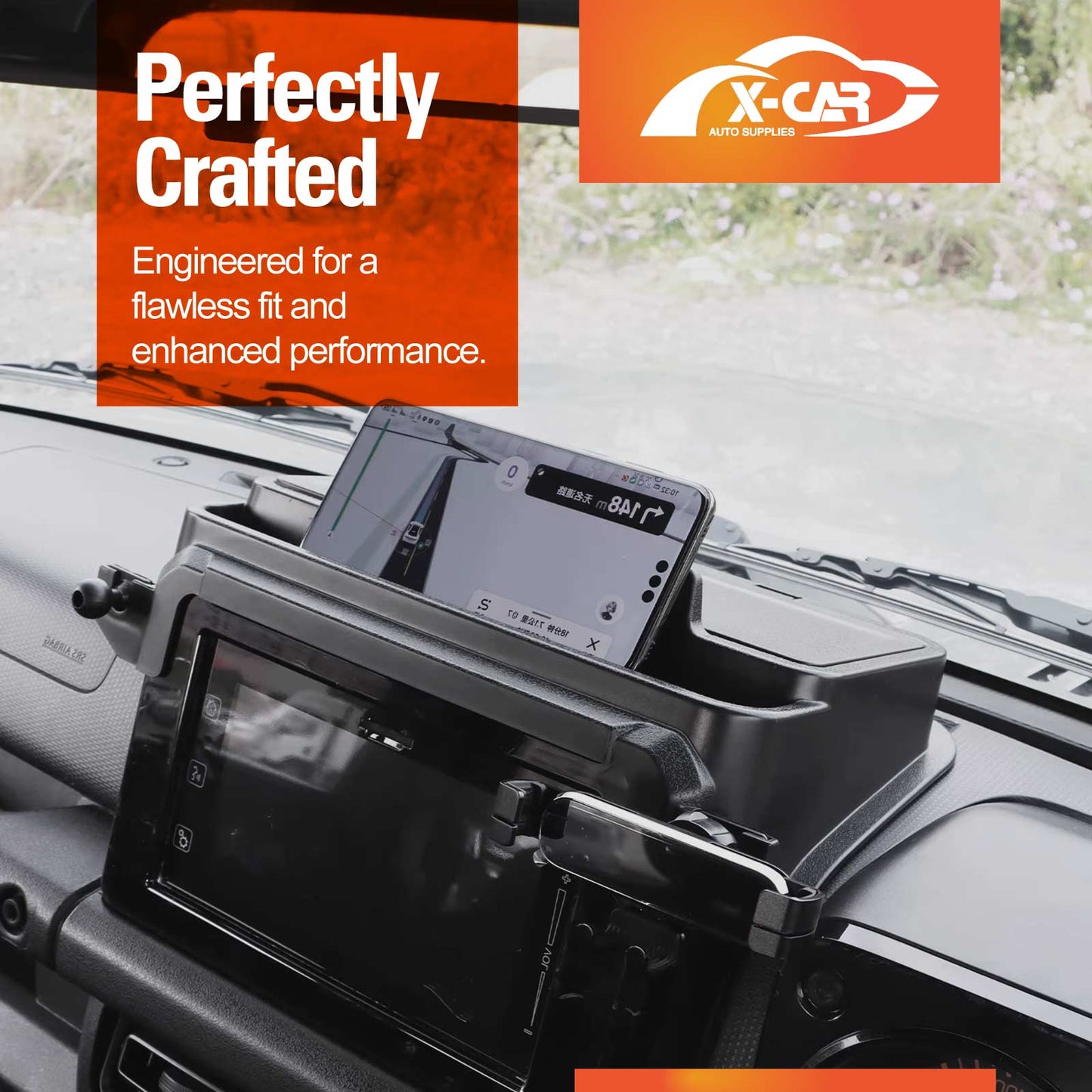 Storage Box with Phone Holder for Suzuki Jimny 3-Door 7 inch 2018-Onwards Car Screen Hidden Organizer Tray Accessories