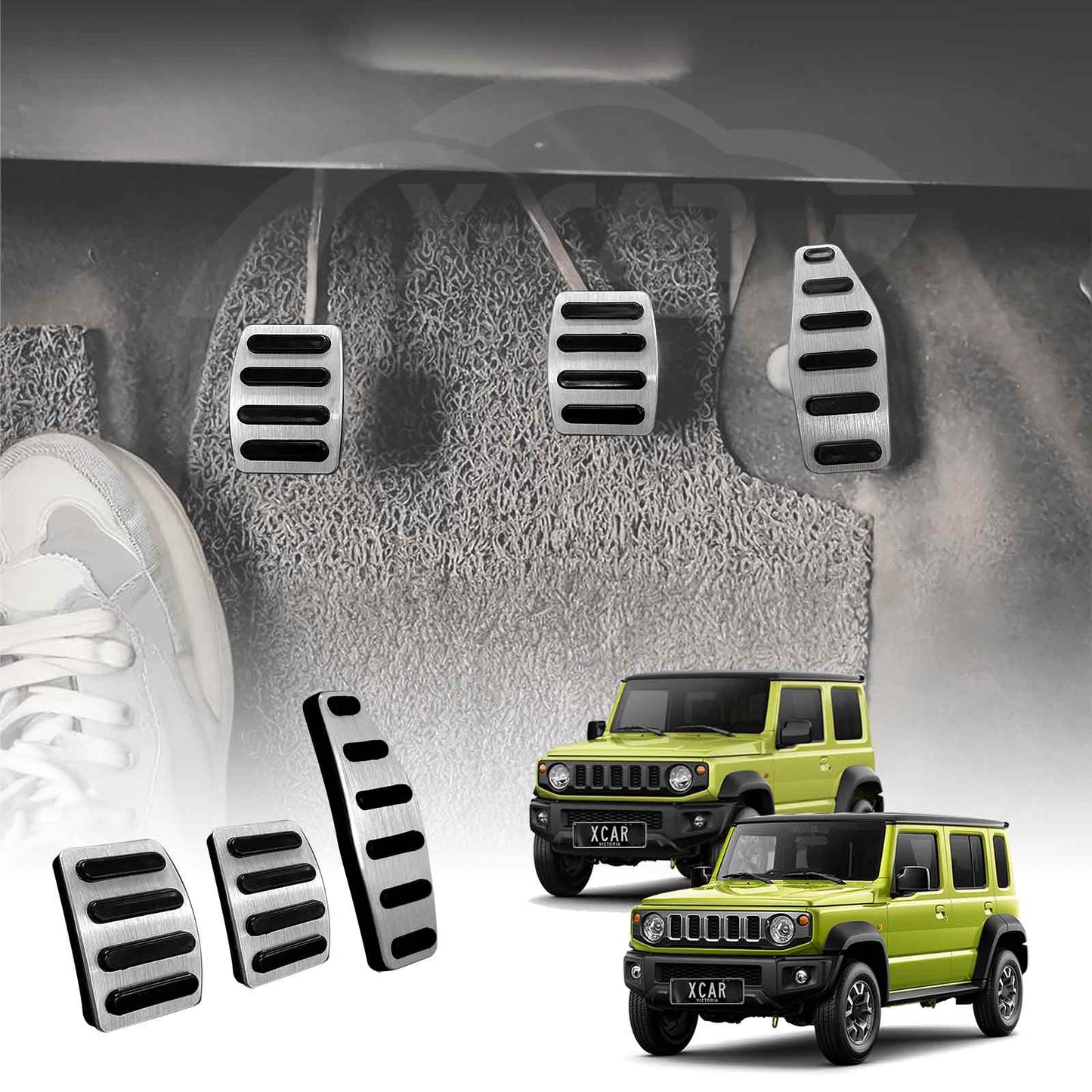 Foot Pedals Pads Cover Set for Suzuki Jimny Manual 2018-Onwards Aluminum Non-Slip Anti-Slip Accelerator Brake Clutch
