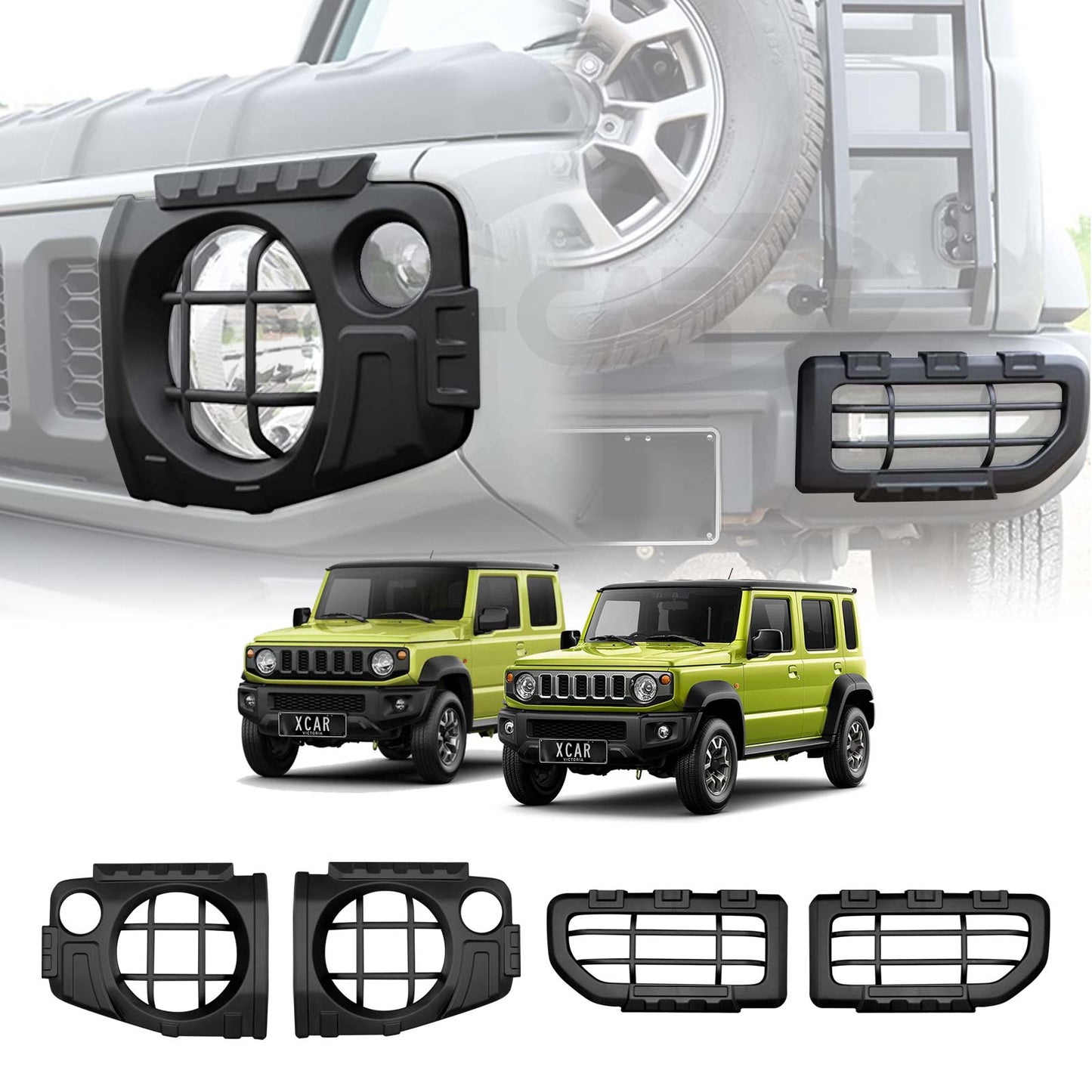 Head Tail Light Trim Guard Set for Suzuki Jimny 2018-2025 Matt Black Front Rear Lamp Frame Cover Exterior Accessories