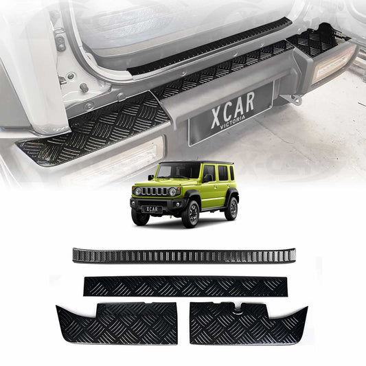 Rear Bumper Guard & Boot Sill Protector Panel for Suzuki Jimny XL 5-Door 2023-Onwards Carbon Fiber Style Scuff Plate Accessories