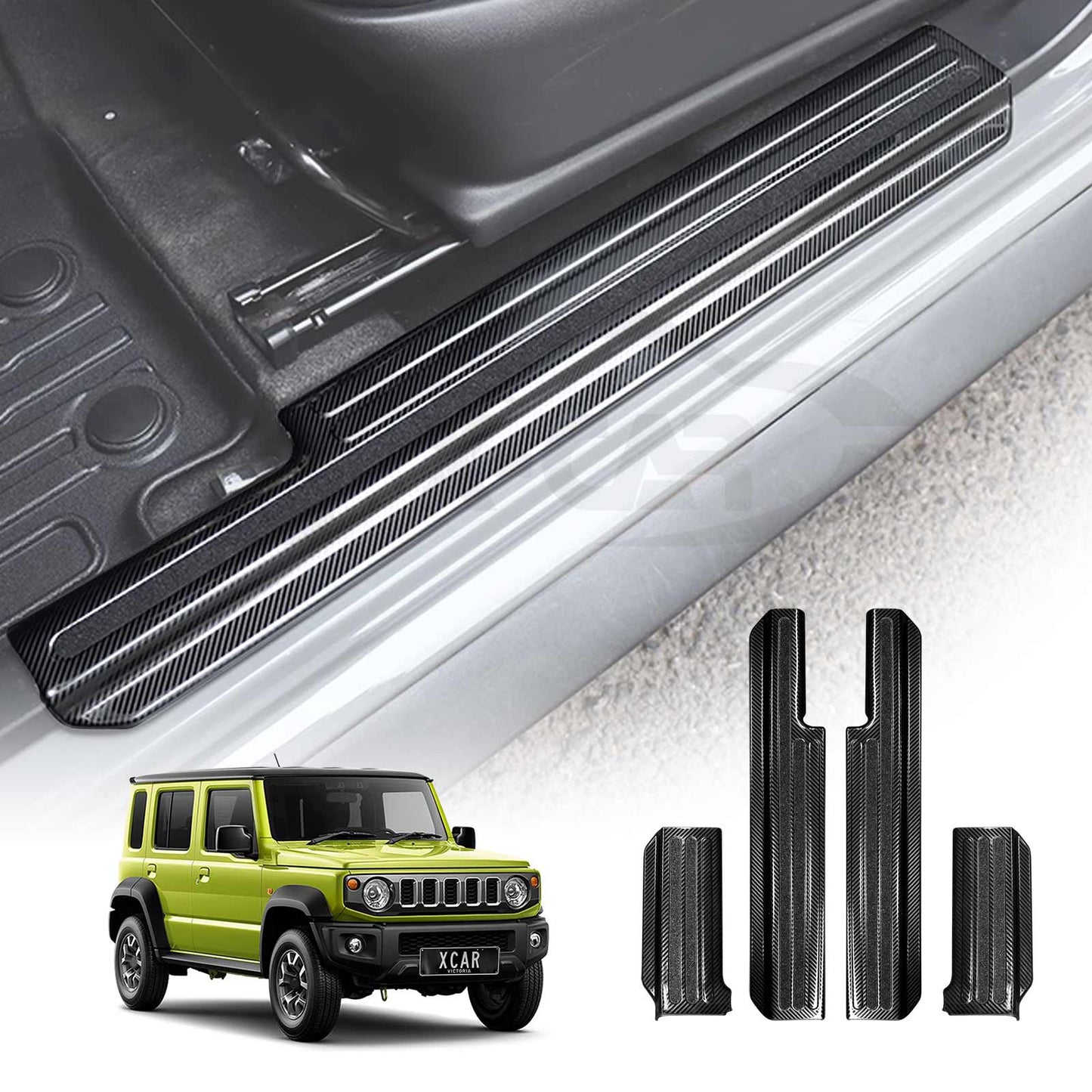 Door Sill Plate Protector Set for Suzuki Jimny XL 5-Door 2023-Onwards Front Rear Entry Car Threshold Scuff Trim Covers Guards Accessories