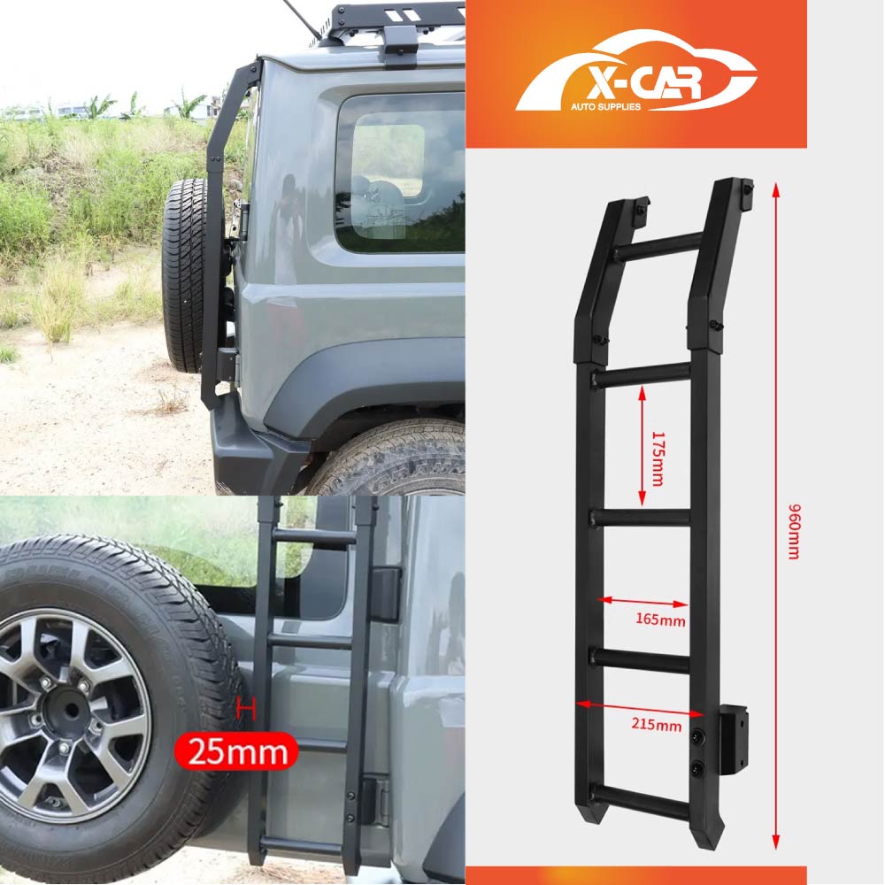 Roof Rack Rear Ladder for Suzuki Jimny 3-Door 2018-2025 Tailgate Step Climbing Multi-Functional Expansion Platform Aluminum Alloy