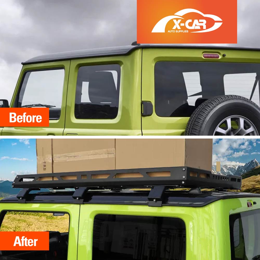 Roof Rack with Side Awning Set for Suzuki Jimny 3-Door 2018-Onwards Multi-Functional Expansion Platform 4WD Off-Road Acessories