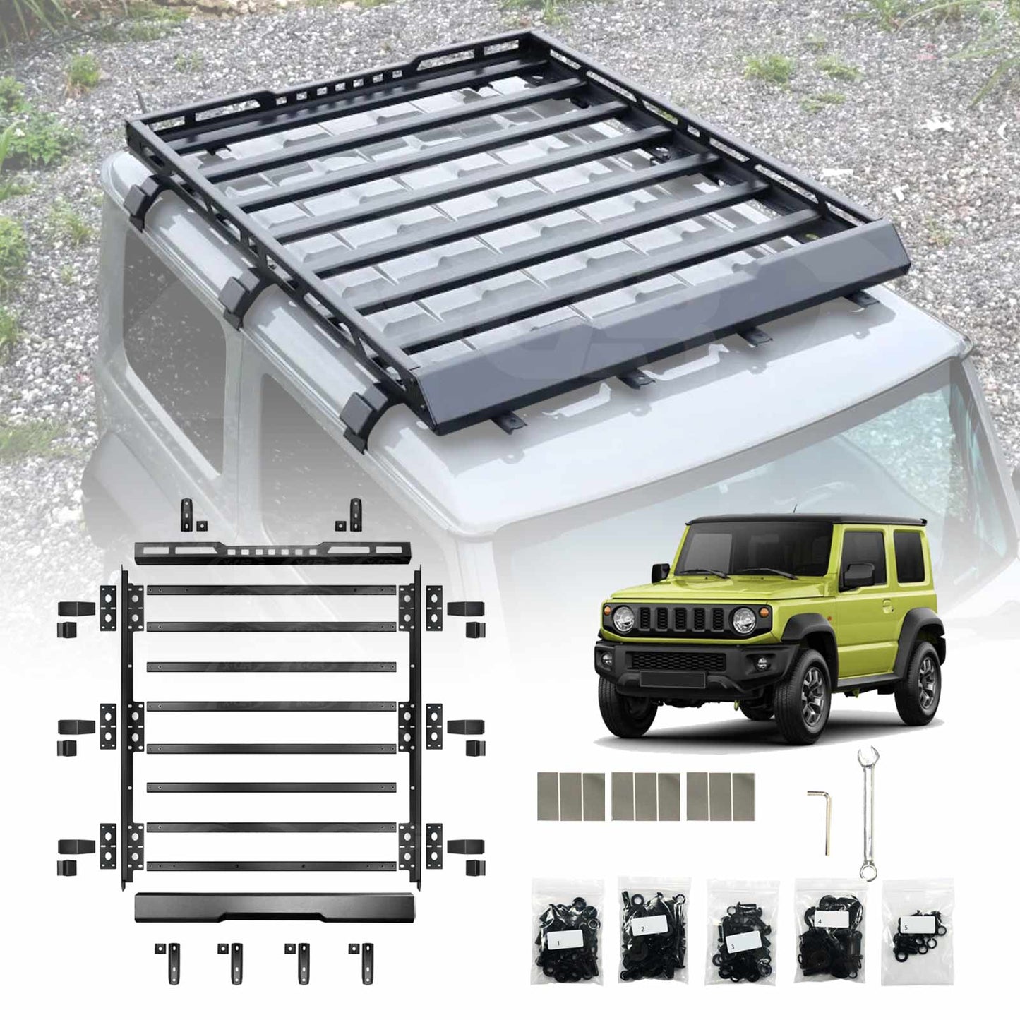Roof Luggage Rack for Suzuki Jimny 3-Door 2018-2025 Multi-Functional Expansion Platform Aluminum Alloy