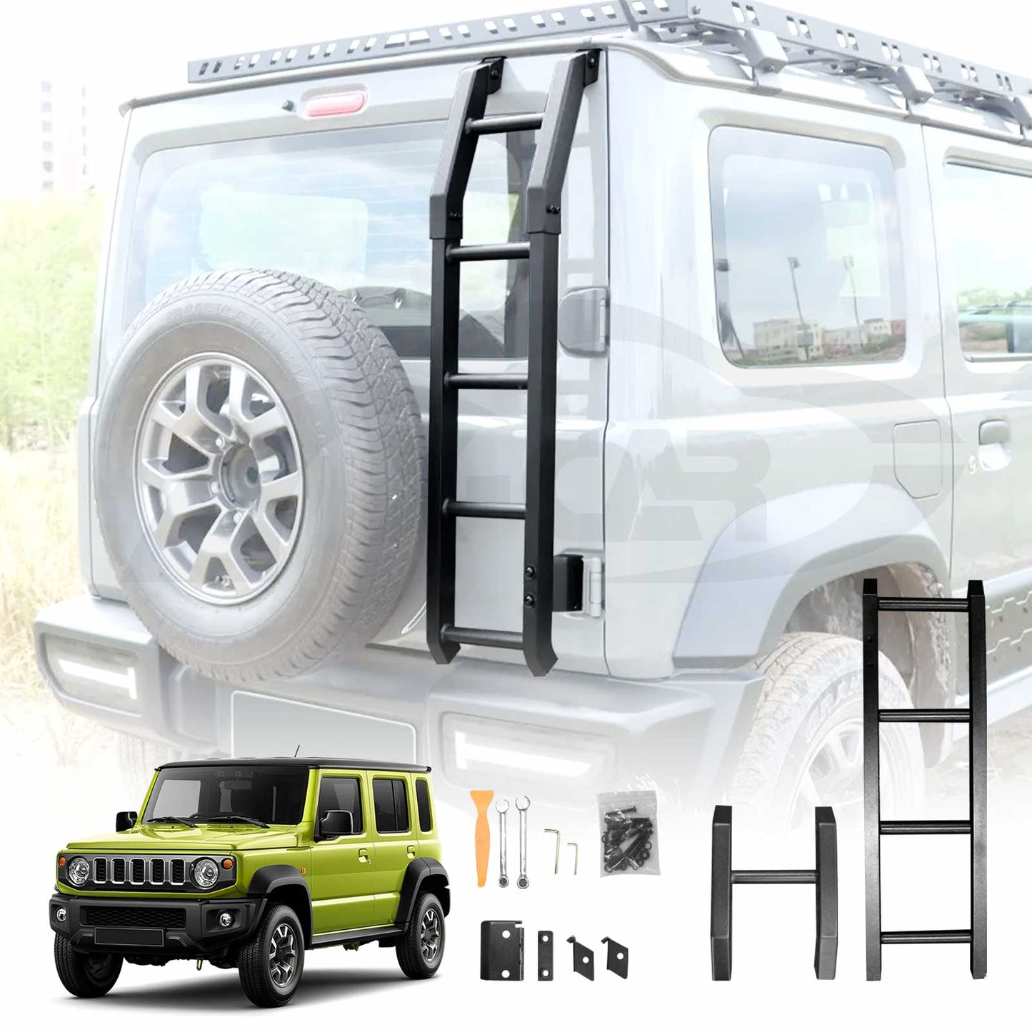 Rear Ladder for Suzuki Jimny XL 5-Door 2023-2025 Protective Frame Tailgate Step Climbing Rack Exterior Accessories Aluminum Alloy Black