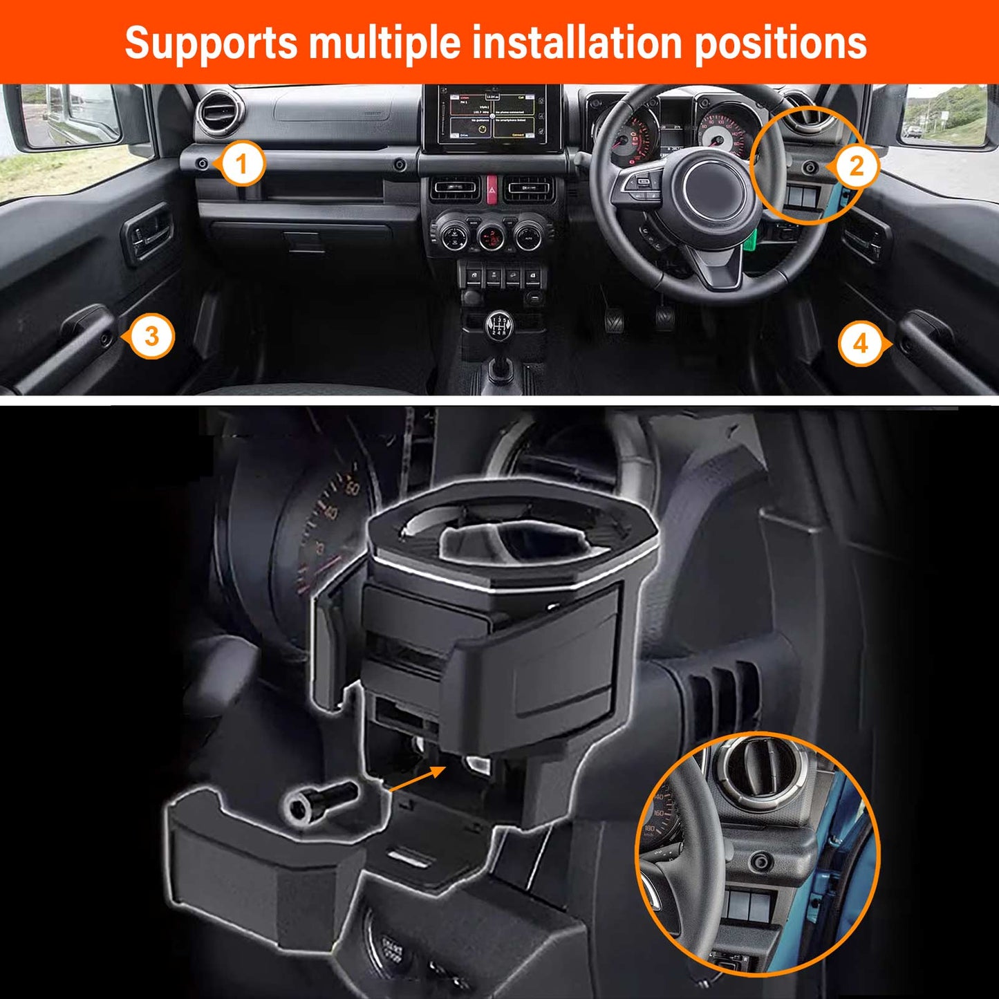 Interior Organizer Storage Set for Suzuki Jimny 2018-Onwards Dashboard Passenger Handle Tray Cup Holder Console Box Accessories