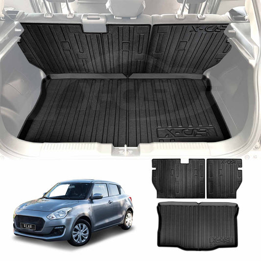 Boot Liner Kick Mats Set for Suzuki Swift 3rd Gen 2017-2024 3D All Weather Heavy Duty Car Back Seat Protector Cargo Trunk Mat