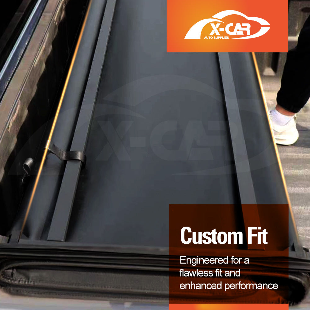 Soft Tonneau Cover for Mitsubishi Triton MV Double Cab 2024-Onwards Heavy Duty Tri-Fold Ute Tub Truck Cargo Bed Cover