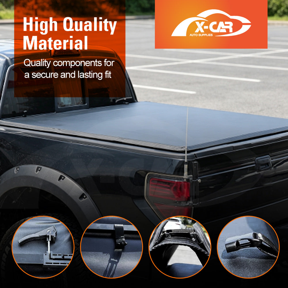 Soft Tonneau Cover for Mitsubishi Triton MV Double Cab 2024-Onwards Heavy Duty Tri-Fold Ute Tub Truck Cargo Bed Cover